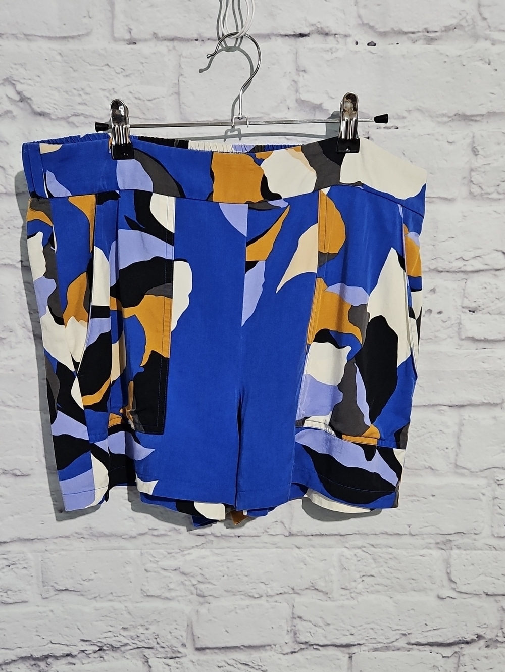 Nine West Blue Leaf Abstract Print High-Waist Women's Shorts